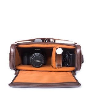 Vintage style leather camera bag