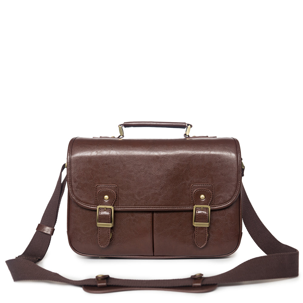 Vintage style camera satchel - dark brown
