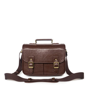 Vintage style camera satchel - dark brown